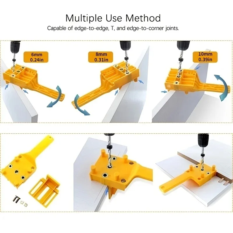 Wood Drilling Locator Jig Handheld Hole Punch Guide Positioning Tool Plastic Drill Guide Template for Woodworking Hole Drilling