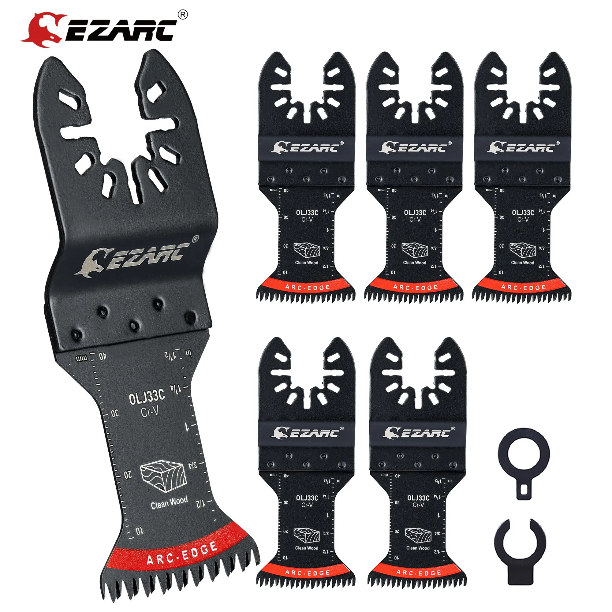 EZARC Japanese Tooth Oscillating Saw Blade, 5PCS Arc Edge Oscillating Multitool Blades Clean Cut for Wood, Plastic