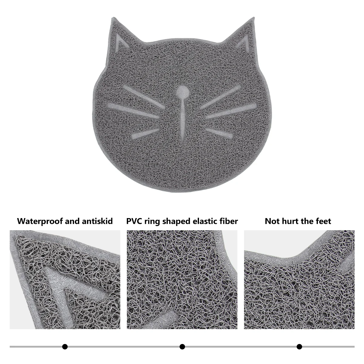 Cat Litter Mat Bins Pet Supply Kitten Food Placemat Pvc Feeding Pad Face Shaped