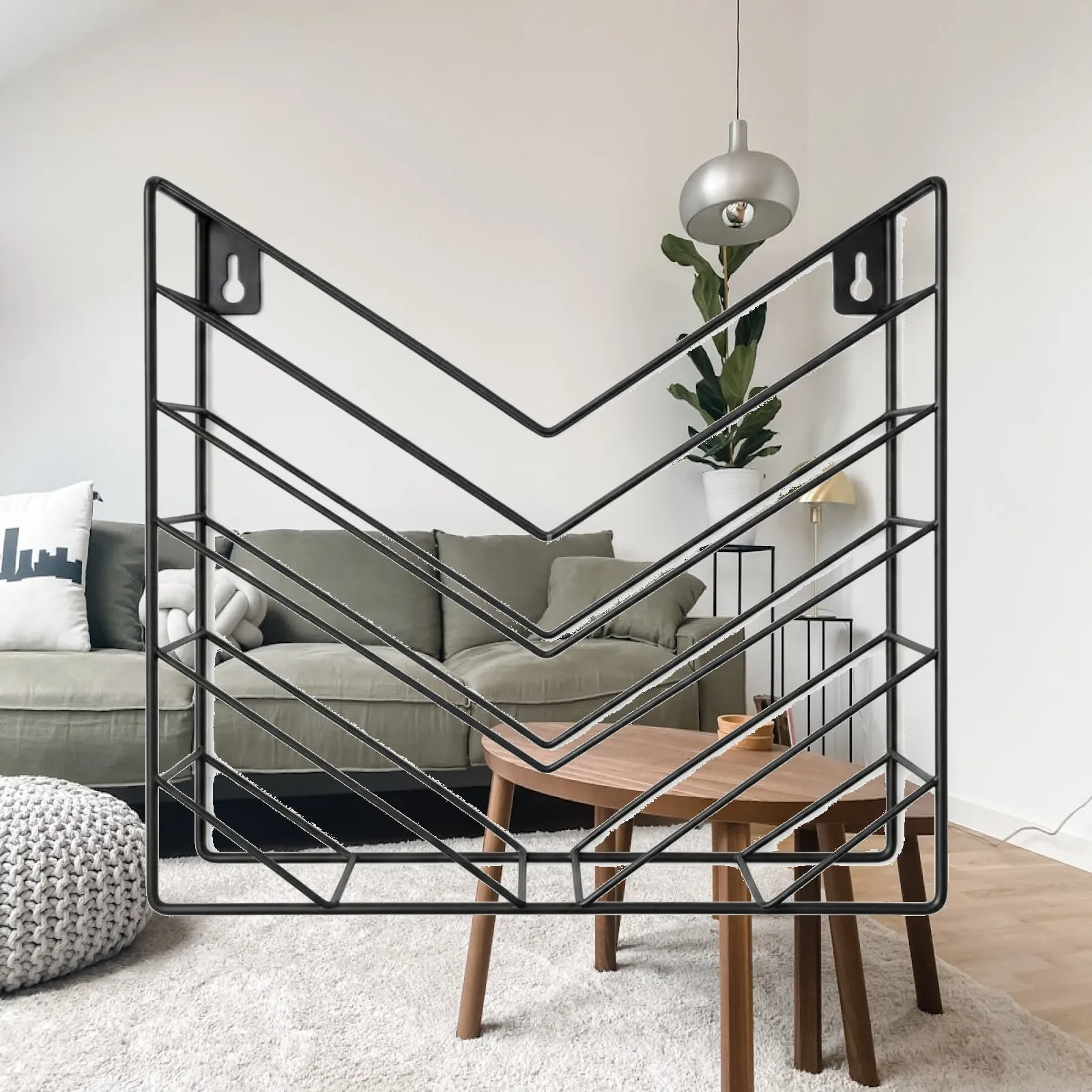Metal Wire Magazine Holder Layered Wall Layout-Mounted Magazine Rack Angled Front Newspaper Rack