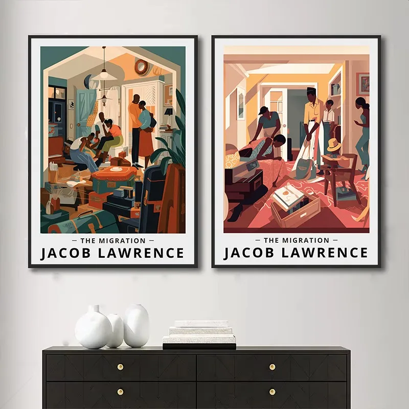 Minimalist Jacob-Lawrence The Migration African American Classic Exhibition Poster Canvas Painting Wall Pictures Home Decor