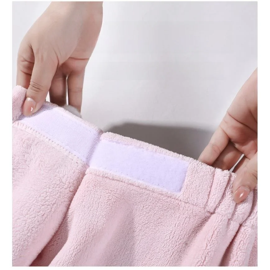 

Ladies Thiened Coral Fce Batobe Cloudlike Bath Skirt Non-edding Absorbent Wrap Sle Bath Robe Comfortable Home Wear