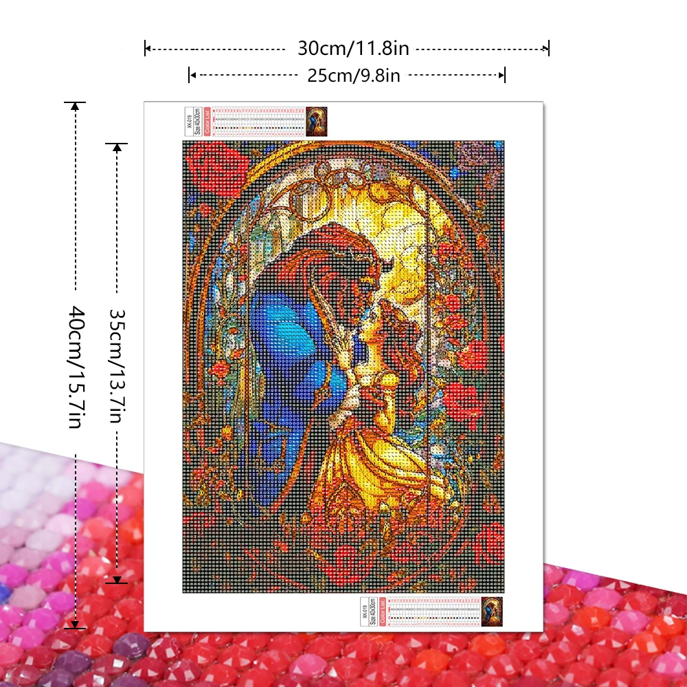 Disney Beauty And Beast Diamond Painting Princess Full Round Drill Mosaic Handmade Home Decoration Art Kits For Kids Gift