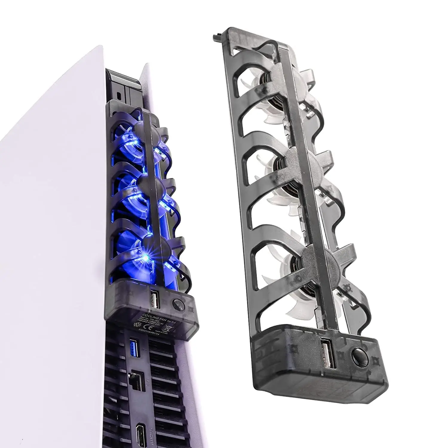 

Вентилятор охлаждения для PS5 со светодиодной подсветкой и USB-портом, бесшумный внешний вентилятор для цифровой/дисковой консоли PS5, черный (не совместим с Slim/Pro)