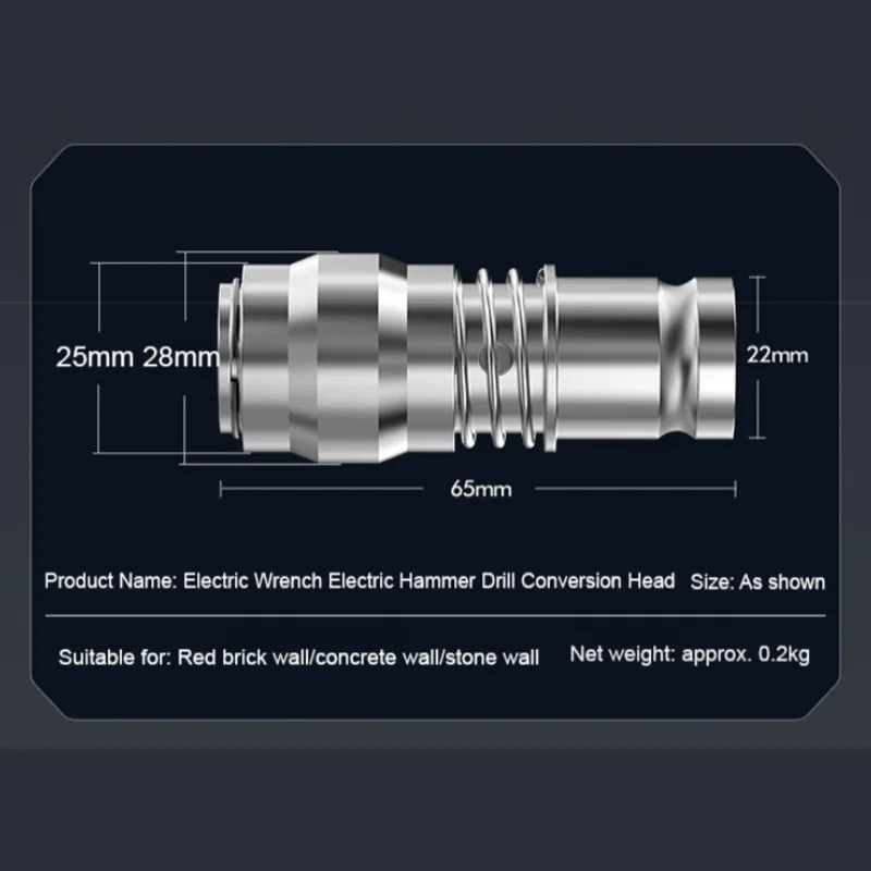 Rechargeable Multifunction Electric Wrench Portable Fourhole Conversion Head Electric Hammer Conversion Adapter for Drill Holes