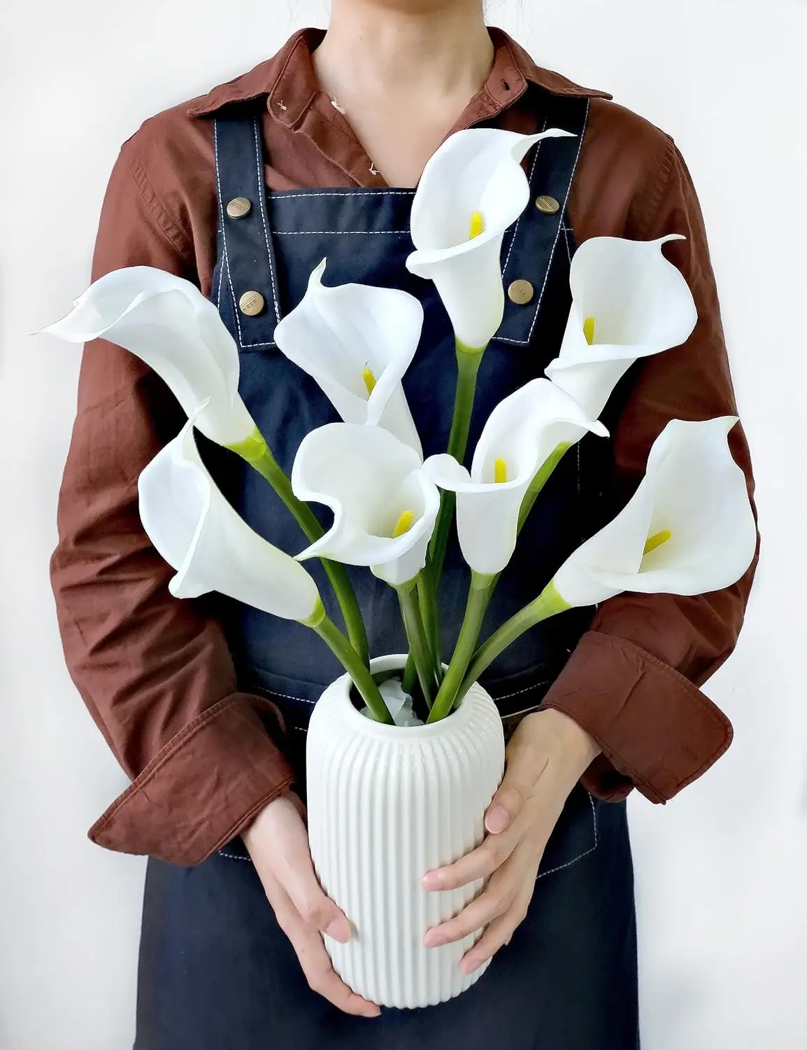 12pcs White Calla Lily Artificial Flowers Bouquet Perfect For Wedding Bride Shower Blessing Gift Home Decoration