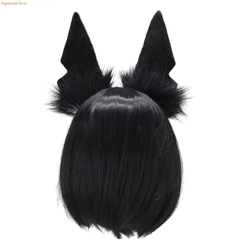 Q5WE Wolf Ear Headband Plush Hairbands Music Festivals Carnivals Party Hairband