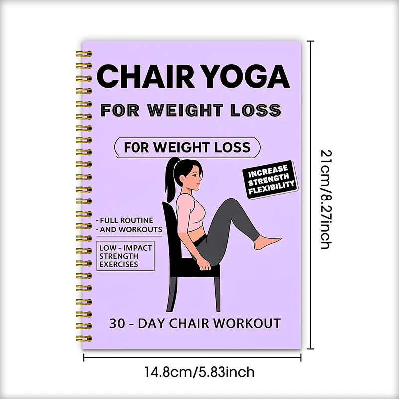 30 Day Chair Yoga Weight Loss Journal, Low-Impact Workout Guide with Meal Plan & Progress Tracker for Home Gym view 2