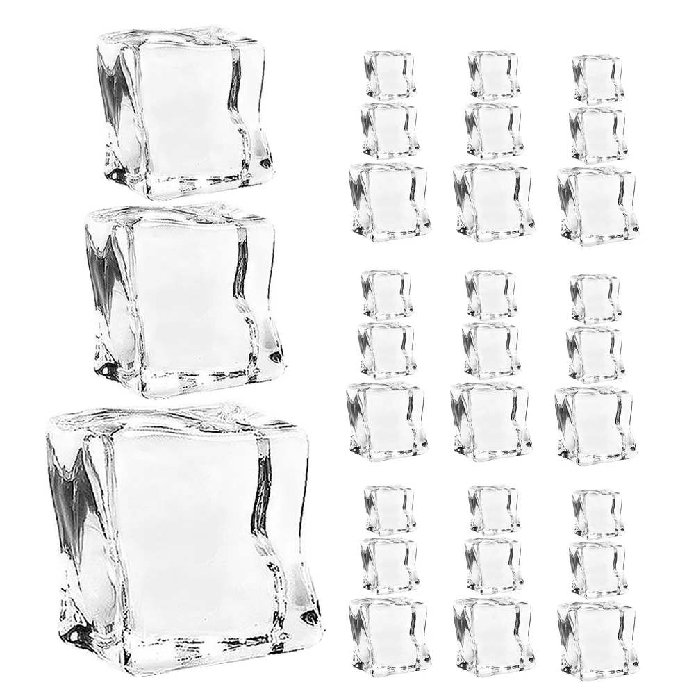 40pcs clear Acrylic Realistic Fake Rocks For Photography Decorative Display Cubes Reusable Cube Fake Ice Cubes Props Acrylic Ice