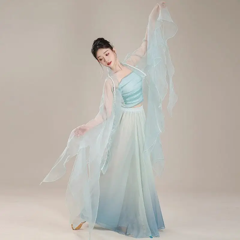 زي الرقص الكلاسيكي من Ele، أداء المسرح الأثيري، قمة فضفاضة مناسبة لممارسة الرقص العرقي التقليدي