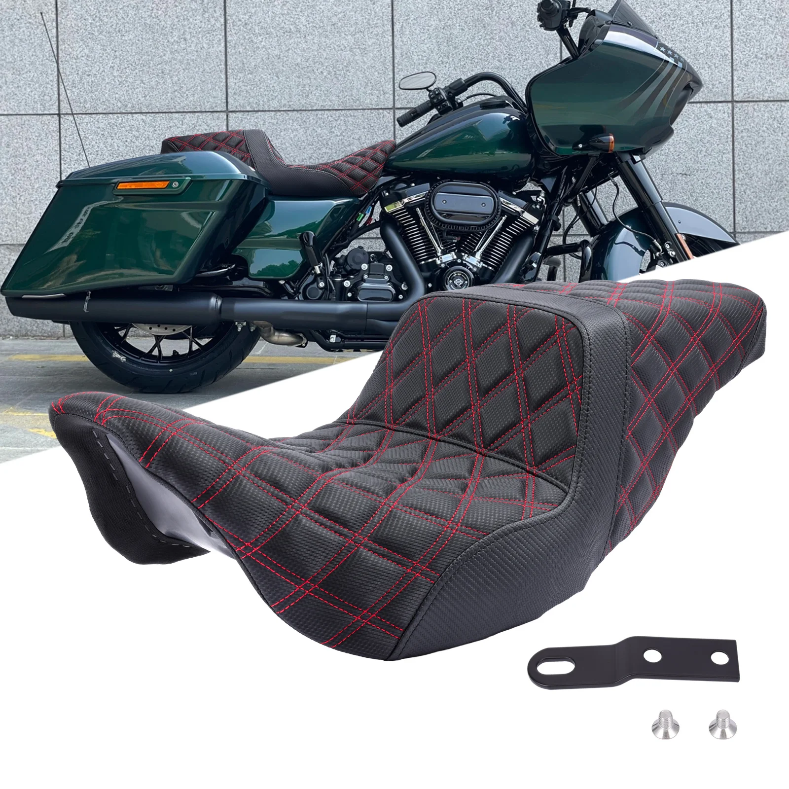 Motorcycle seat cushion suitable for Harley King CVO/Grand Glide/Street Glide high-performance grip seat red line