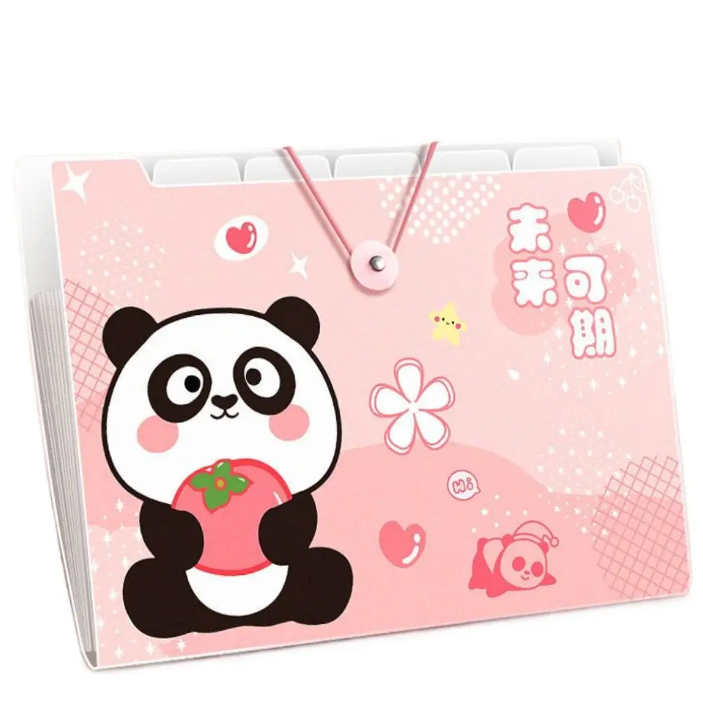 Cute Panda A4 File Bag File Folder Large Capacity 5/8/12 Layers Student Homework Orginizer Chinese Style with Index Stickers