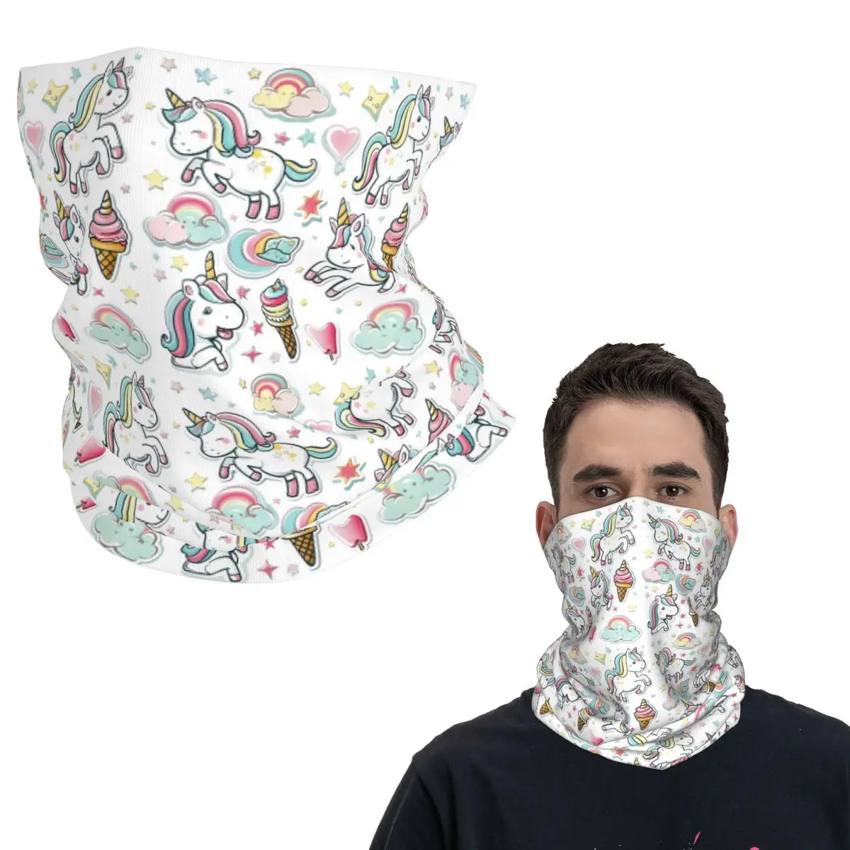 

Бандана с мороженым и единорогом, гетры с принтом, шарф, теплый велосипедный шарф для мужчин, женщин, взрослых, зима