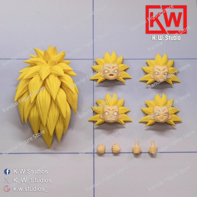 

In Stock KW Studio Dragon Ball S.H.Figuarts Shf Gotenks Head Accessories Ssj3 + Base Form Bundle Anime Action Figures Model Toys