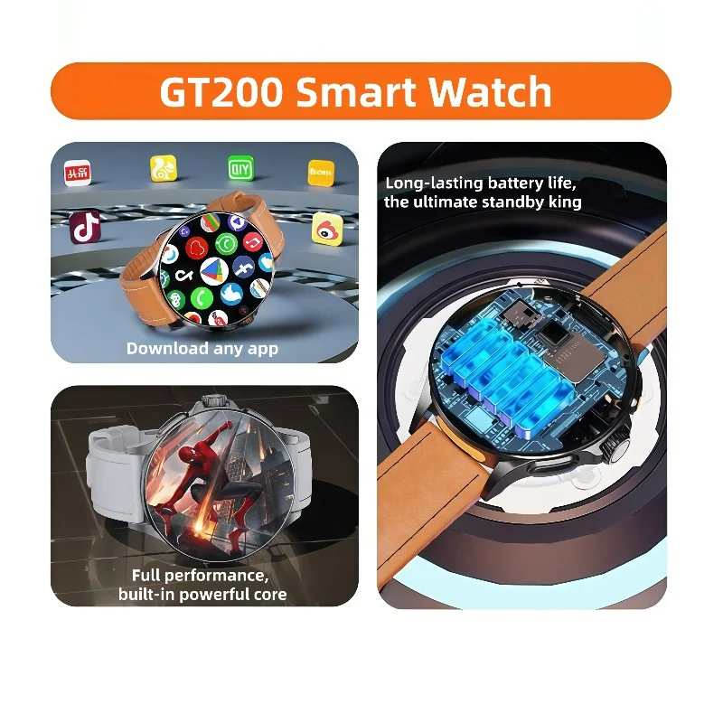 

GoldenSpike GT200 Smart Watch 1.95'' Amoled 750*750 HD Resolution Telescopic Rotary Camera Touch encoder Android 10.0 Smartwatch