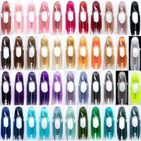 Una peluca cosplay de pelo liso y largo de 100 cm con un flequillo largo multicolor en el estilo anime de una niña