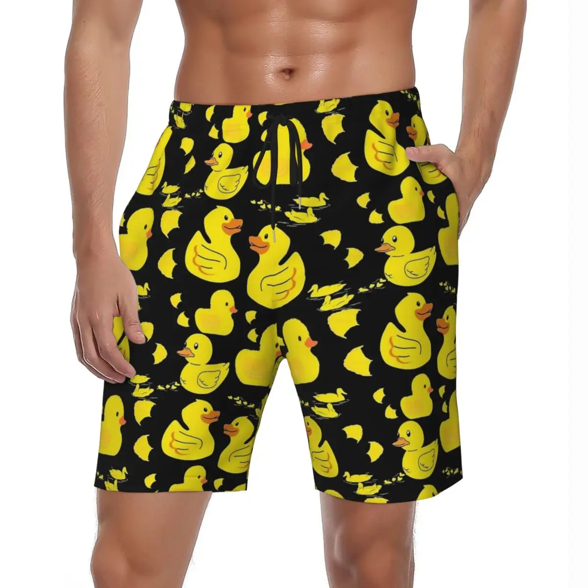 

Симпатичные детские спортивные шорты с уткой, летние желтая резиновая утка, шорты для бега доски для серфинга, мужские быстросохнущие плавки большого размера Y2K