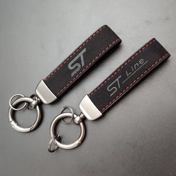 New Decorations Car Suede Leather Keychain STline ST Logo Keyring ST Line Key Chain