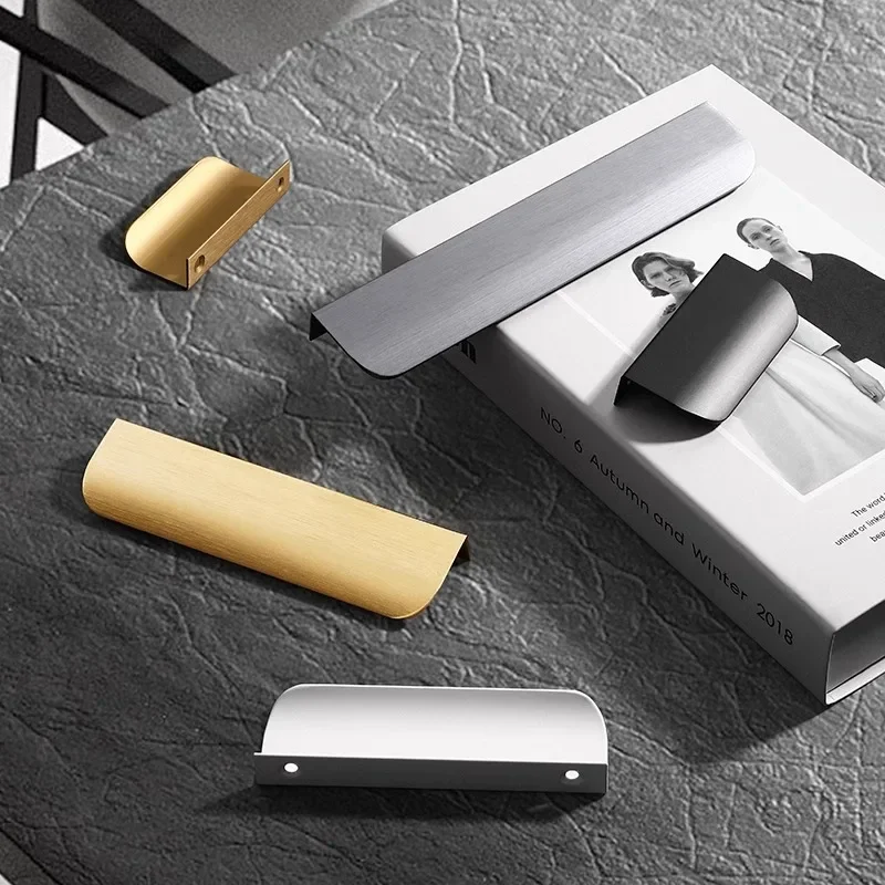 Cabinet Door Invisible Handle Wardrobe Modern Simple Black Gold Cabinet Drawer Edge Sealing Door Handle Light Luxury No Punching