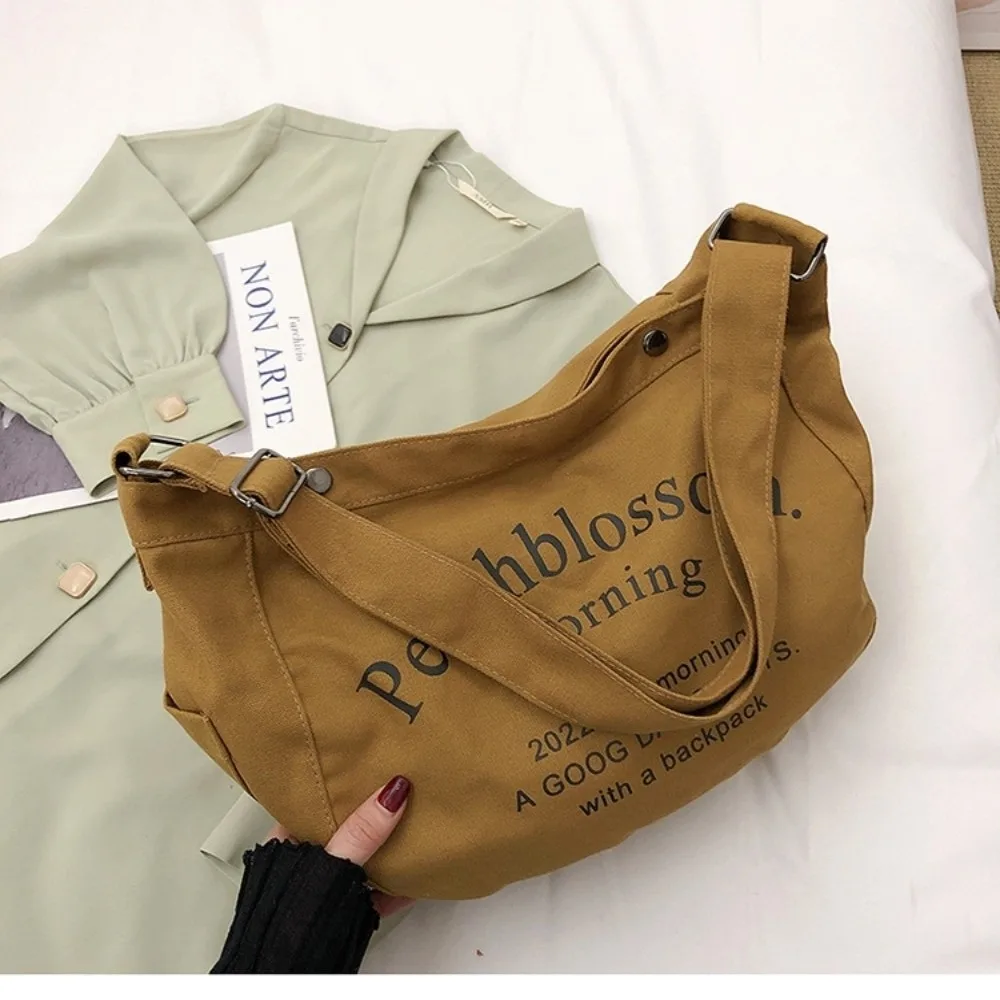 

Large Capacity Letter Canvas Underarm Bag Square Korean Style Student Crossbody Bag Printing All-match Simple Handbag Girls