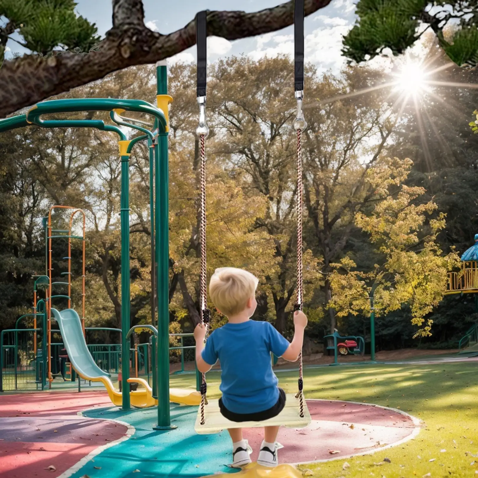 Balançoire en bois balançoires d'arbre en bois pour chaises de jeu sensoriel pour tout-petits équipement robuste pour Patio porche pépinière aire de jeux arrière-cour