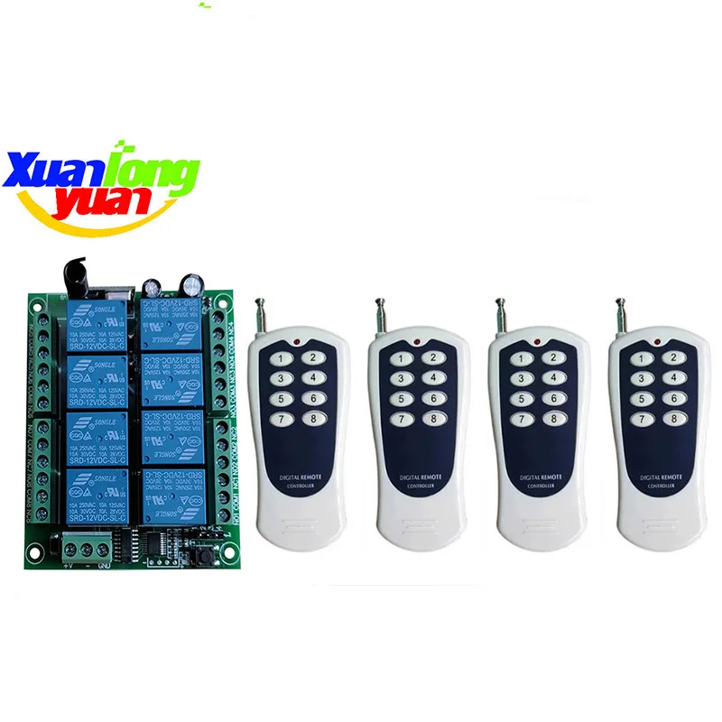 

DC12V 24V 8CH 8 CH Channel Wireless Remote Control LED Light Switch Relay Output Radio RF Transmitter And 433 MHz Receiver