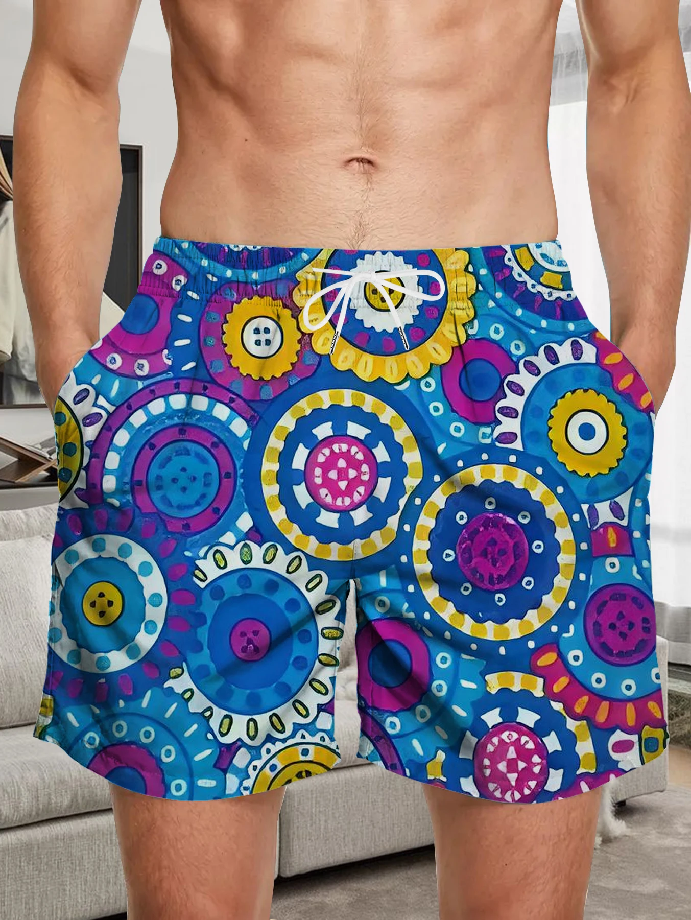 

Outdoor Quick Dry Polyester Shorts Men All Over Print Beach Board Swim Pants