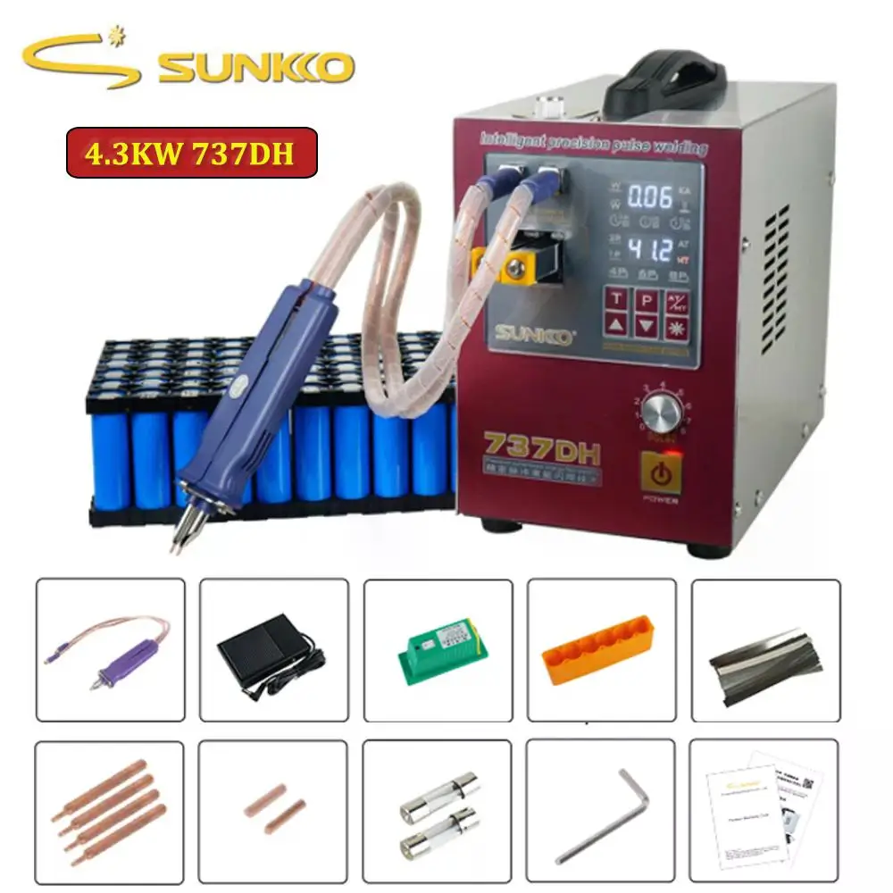 SUNKKO 737DH Spot Welder 4.3KW High Power Automatic Pulse Spot Welding Machine For 18650Battery Welding Delay Setting Function