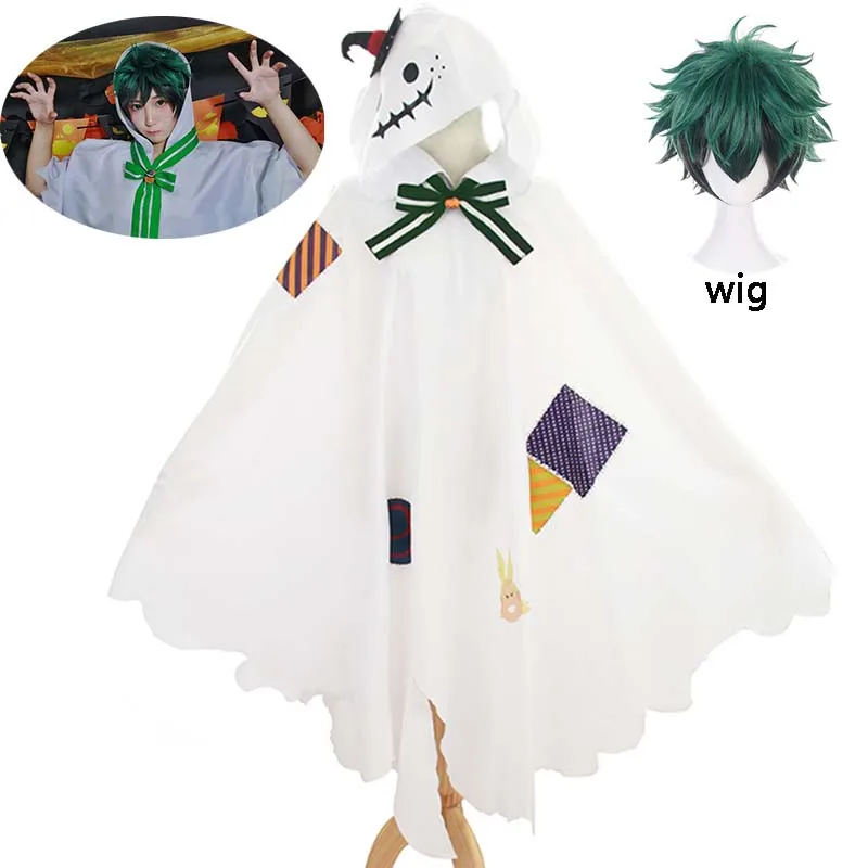 

Boku No Hero Academia My Hero Academia Midoriya Izuku Halloween Hallowmas Cloak Cape Tops Uniform Outfit Cosplay Costume and wig