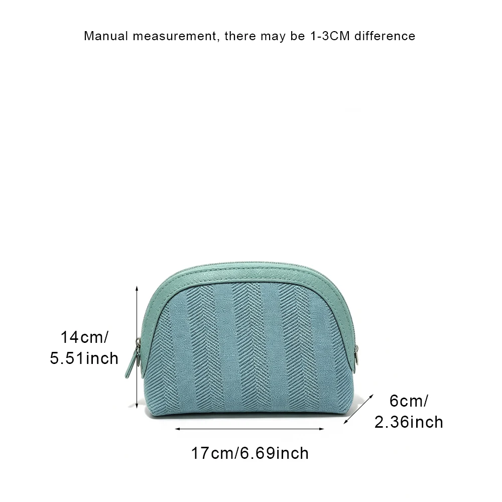 Echtes Leder Canvas Schulter-Crossbody-Tasche, tragbare Kosmetiktasche mit Kette, Damen-Clutch, Make-up-Tasche, Toilettentasche – Detail 2