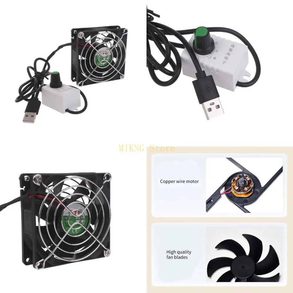 

Универсальный 80-мм USB-вентилятор, вытяжной вентилятор, подходит для компьютера и вентиляции в вольерах для животных, USB-вход