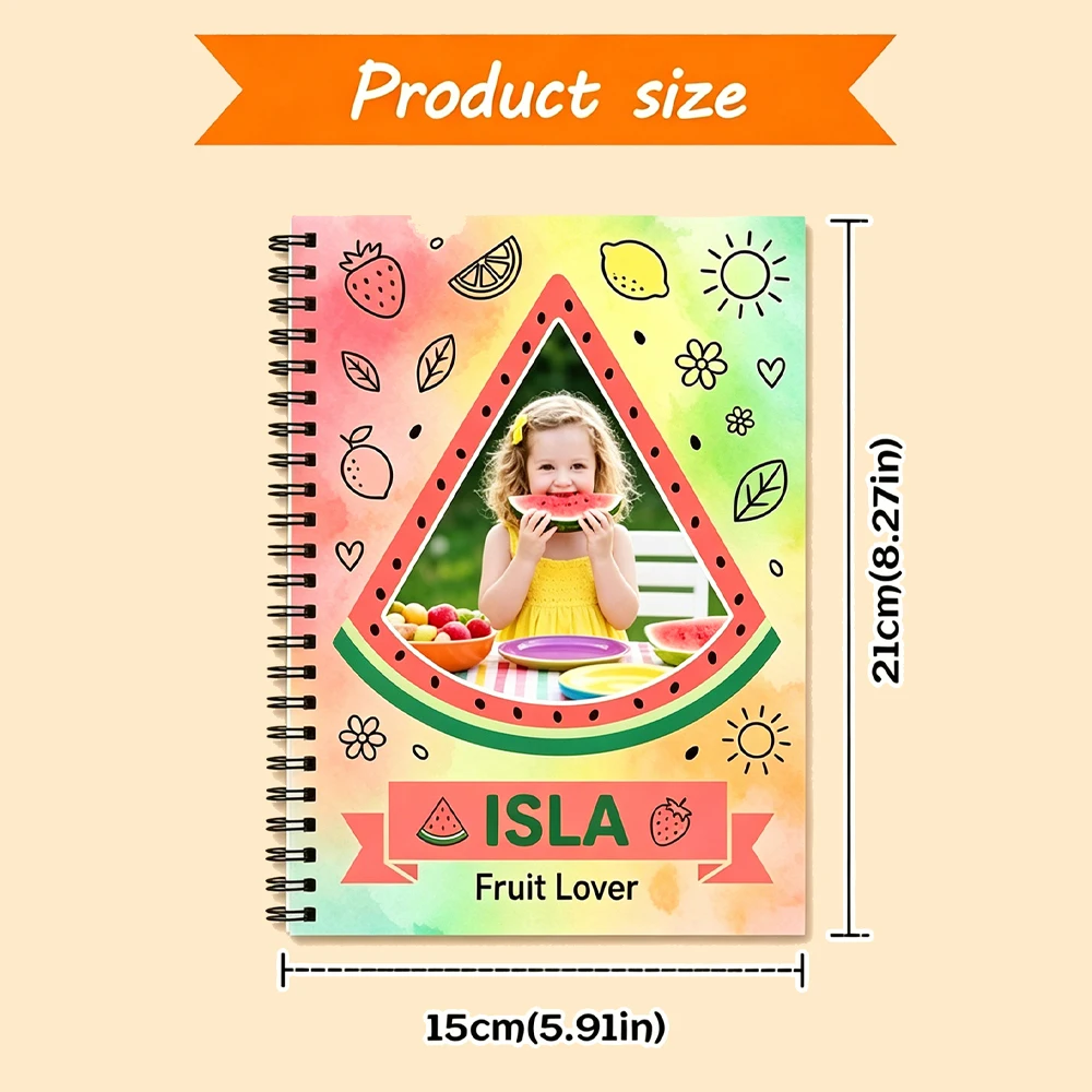 Personalized Custom Photo Name Spiral Notebook,Lined Inner Pages,Back To School,Birthday,Children's Day,Summer Daily Diary