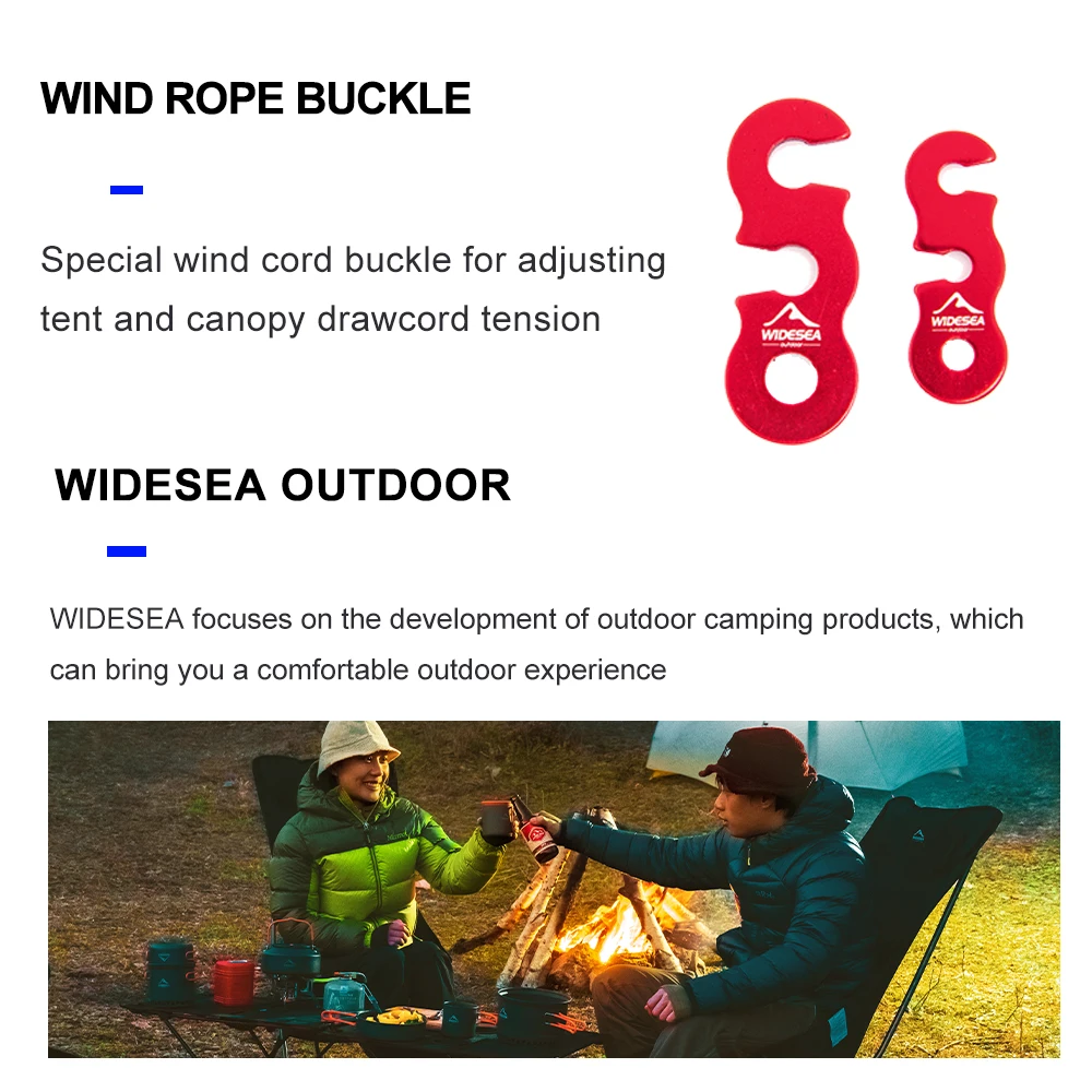 Widesea 4pcs Camping Hiking Tent Wind Rope Buckle Adjustable Aluminium Alloy Cord Buckles Equipment Outdoor Tents Accessory
