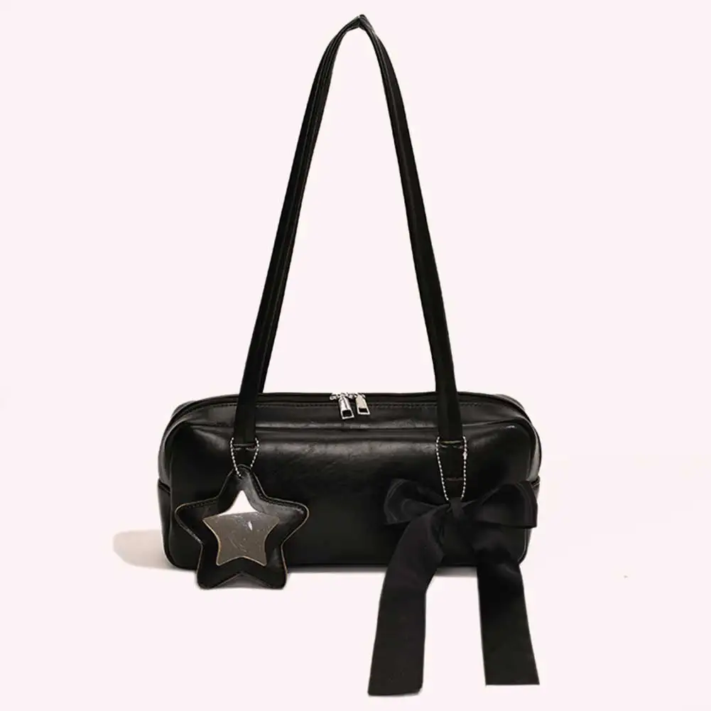 

Женская повседневная сумка-тоут с подвеской в виде звезды, модная наплечная сумка, однотонная сумка с бантом, сумка для ношения под мышкой, повседневная сумка для девочек на каждый день