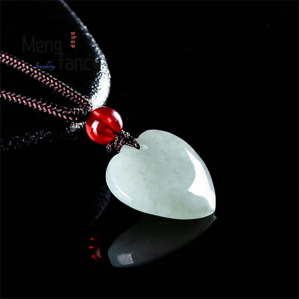 Natural Myanmar A-goods Jadeite Small Love Glutinous Seed Jade Pendant Simple Exquisite Couple Fashion Fine Jewelry Holiday Gift