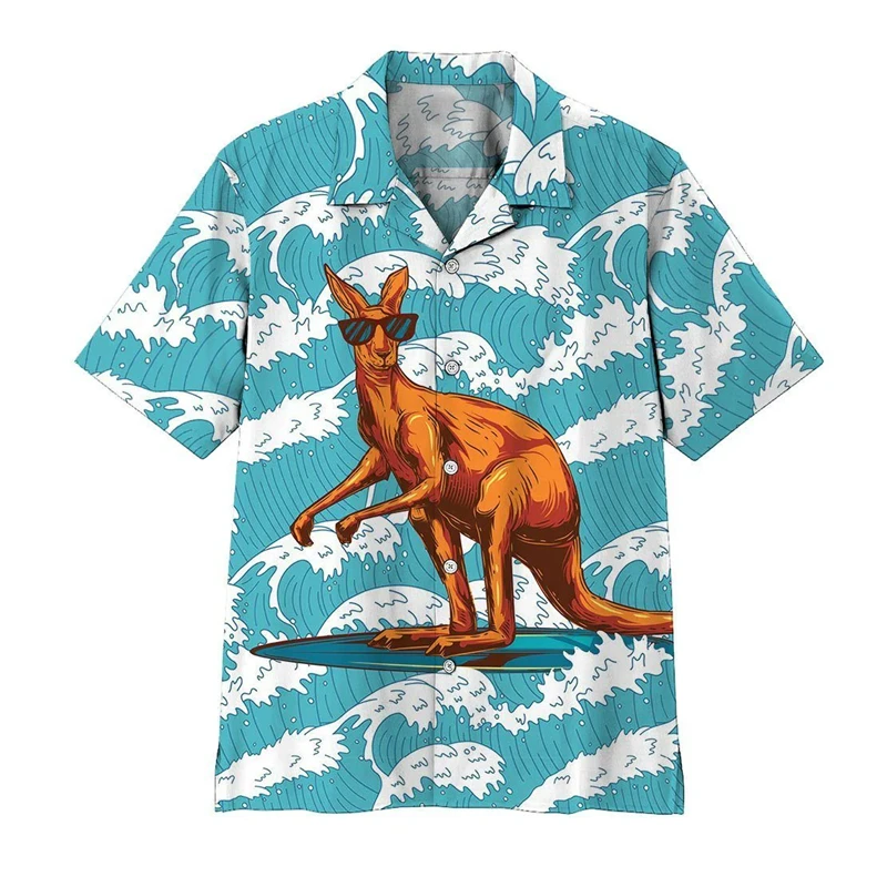 Hawaiian Men's T-shirt 3D Fun Cartoon Animal Print Summer Loose Beach Oversize Short-sleeved Tops Unisex New Fashion Camisa Male