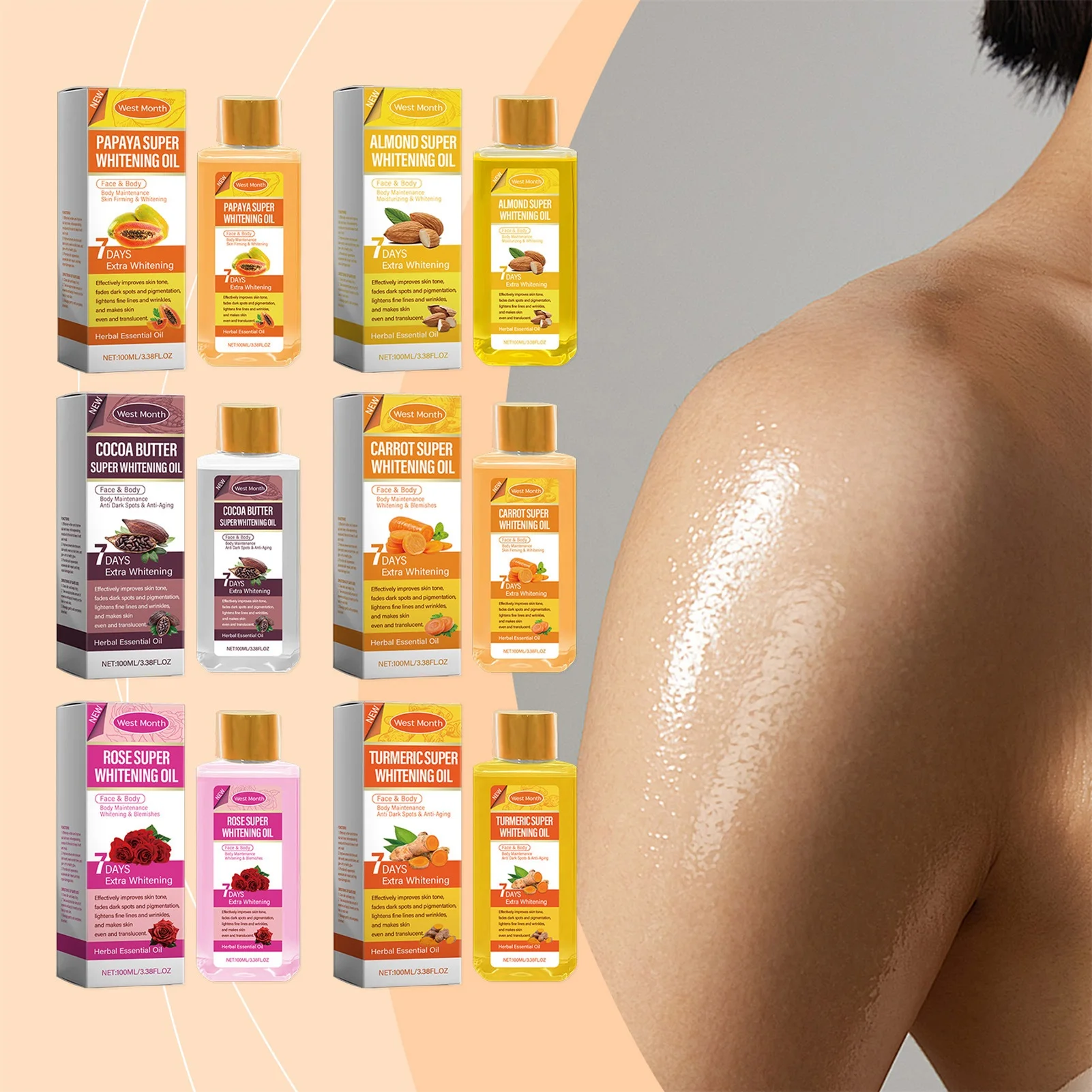 Papaya Super Whitening Oil Skin Brightening Body Oil For Dark Spots Moisturizing Face Body Oil Even Skin Tones For Skin Care