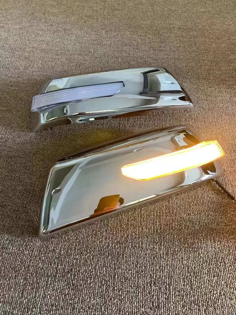 For Toyota Sequoia Rearview Mirror Cover with LED Light Chrome Color 1 Pair