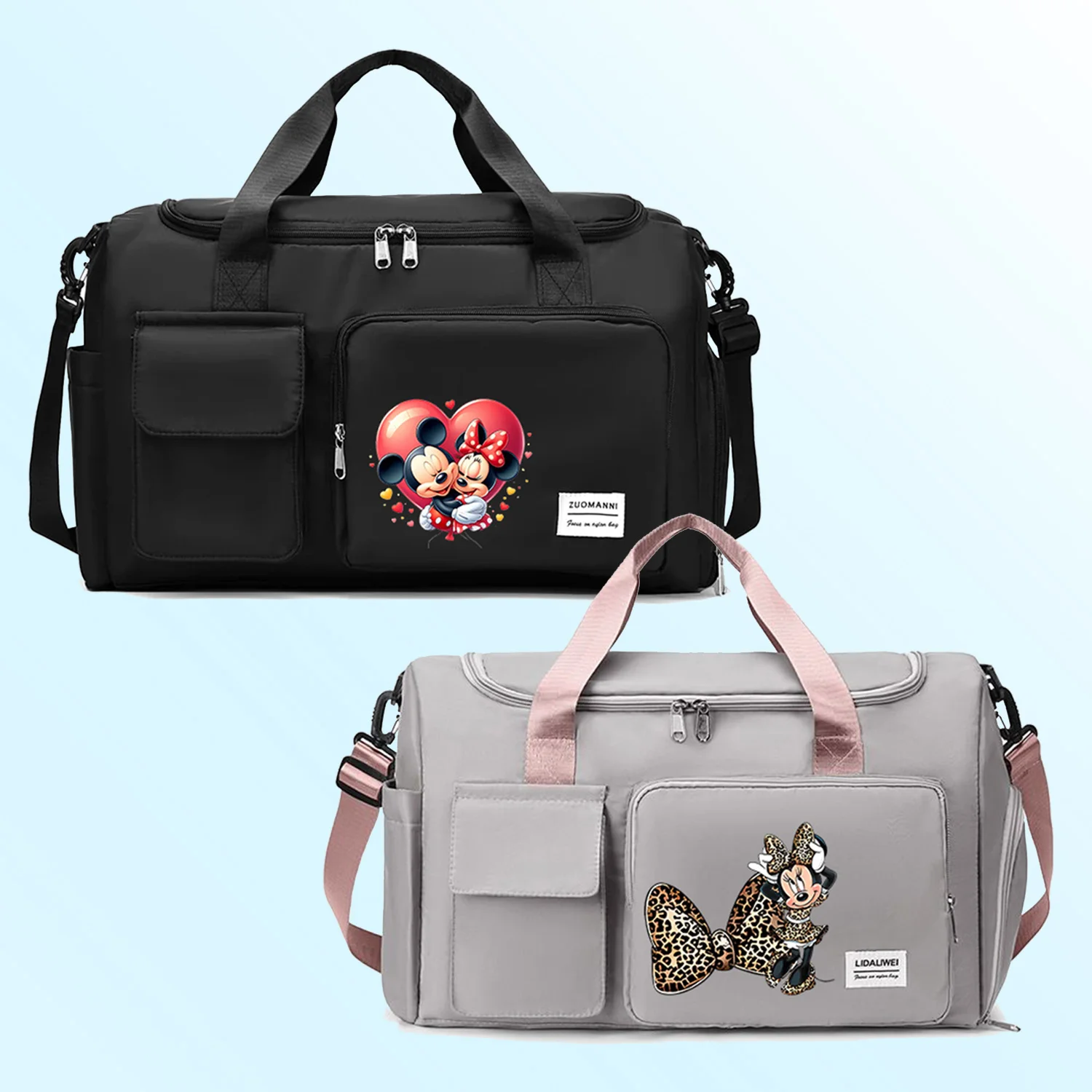 Disney Minnie Mickey Mouse Travel Bag Cartoon Clothes Shoe Storage Pack Shoulder Handbag Women Men Outdoor Portable Bags Gifts