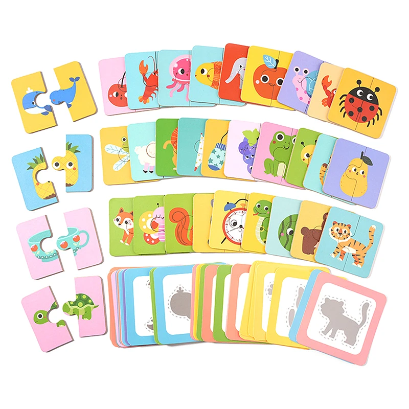 เกมกระดานจับคู่รูปทรงมอนเตสซอรี่ ของเล่นไม้ ค้นหาภาพที่เหมือนกัน รูปสัตว์ ผลไม้ บล็อกปริศนา ของเล่นเสริมพัฒนาการสำหรับเด็ก