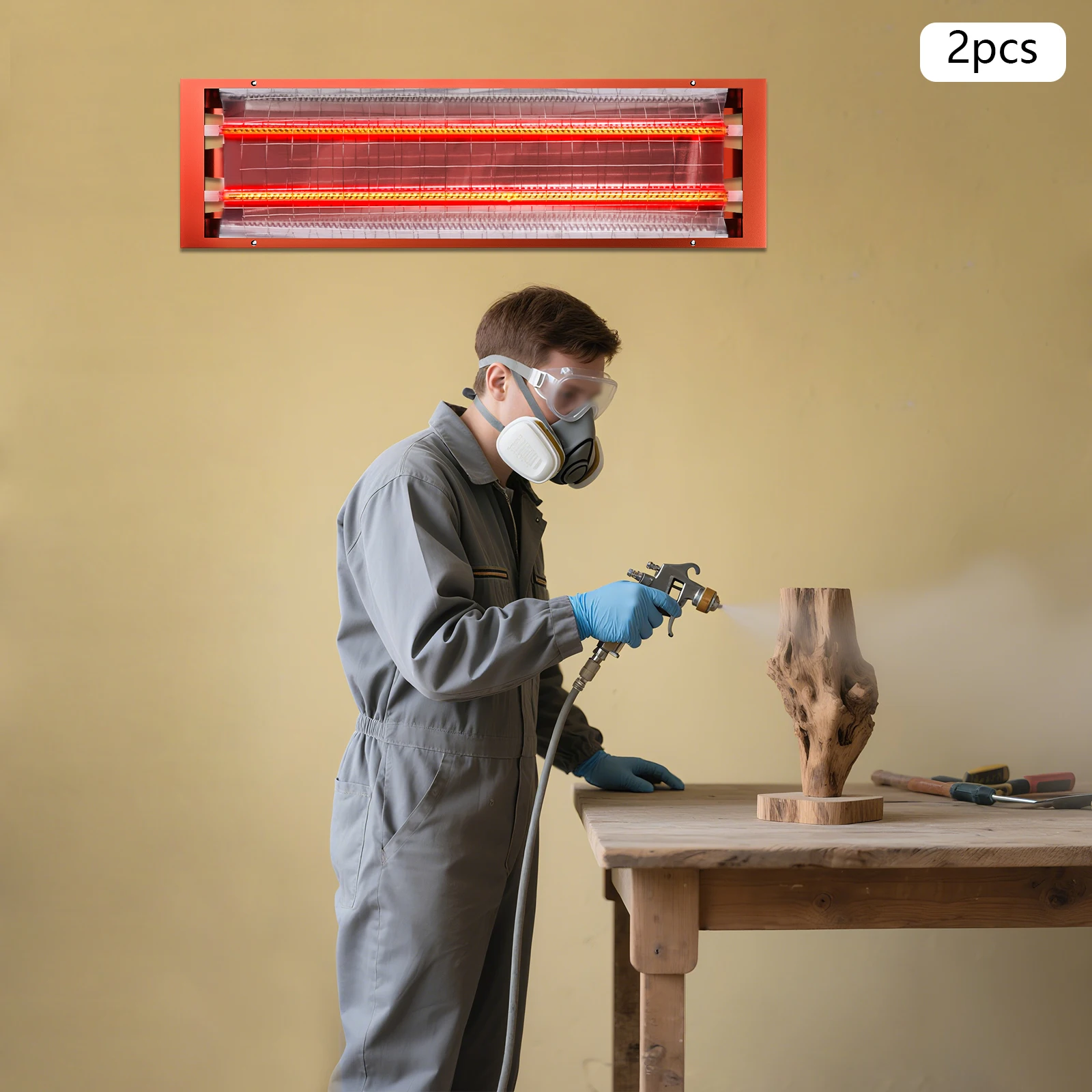 

2 Pcs Quick Heat Dissipation Paint Curing Lamps with With Pre-drilled Holes for Automotive Paint Booths, Local Paint Drying
