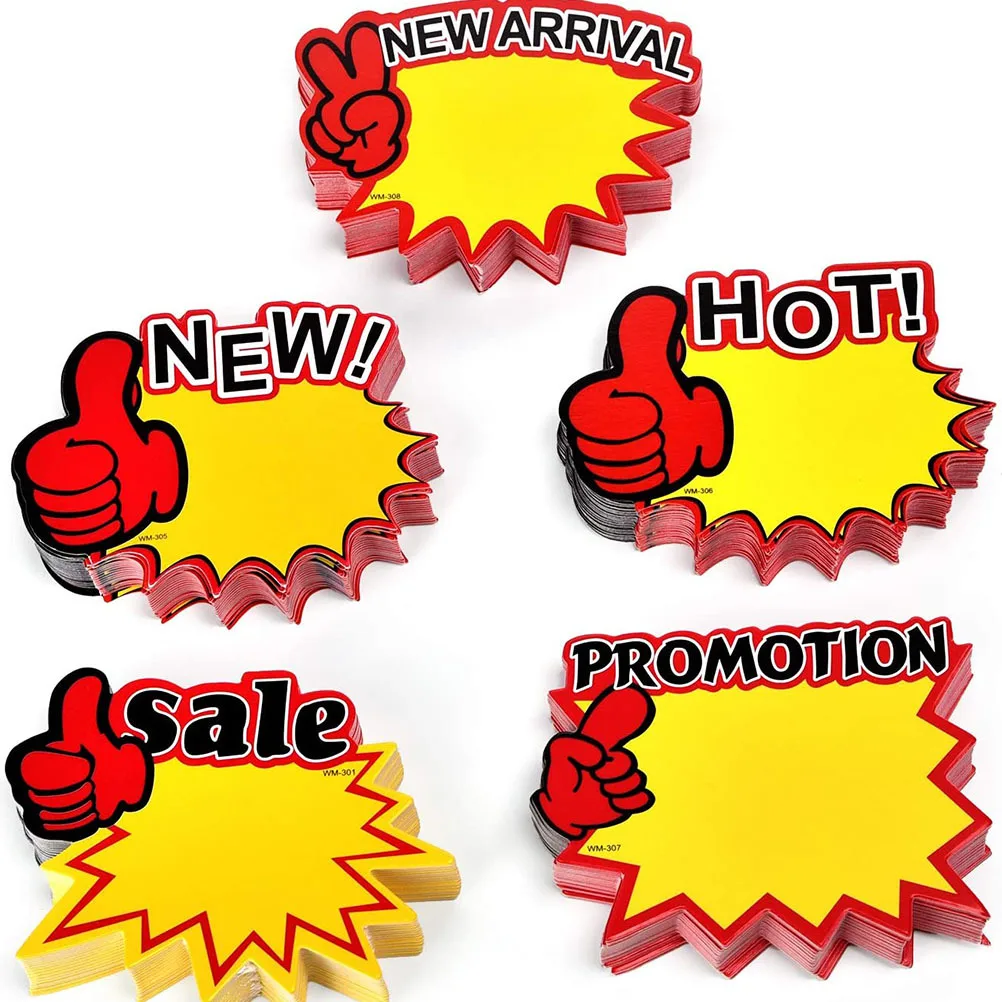 

100Pcs Sale Price Stickers Eye-Catching Design Bright Colors Tough Paper Commodity Price Signs for Retail Business Events