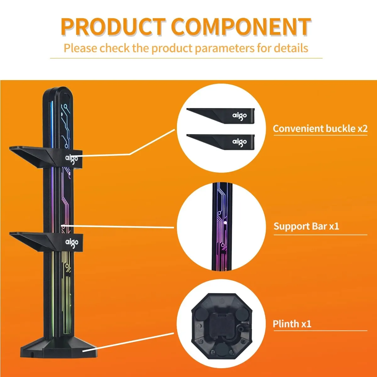 Aigo staffa per scheda grafica 3 pin5v Argb VGA supporto Jack custodia per Computer Desktop scheda Video GPU Kit di raffreddamento ad acqua supporto