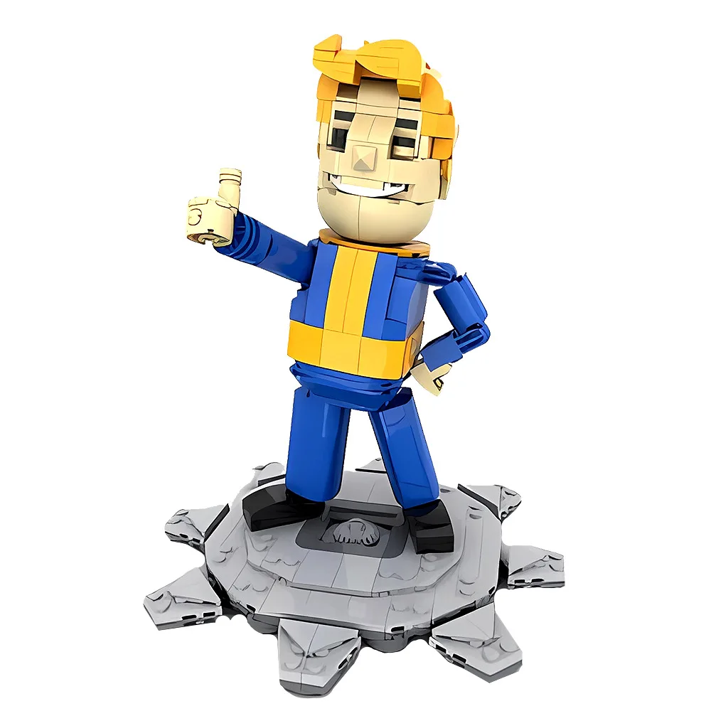 Hot Vault Boy Bausteine Zufluchtspiele Actionfiguren Zuflucht Junge Mr. Praktisches Ziegelmodell zum Zusammenbauen von Spielzeug, Kindergeburtstagsgeschenken