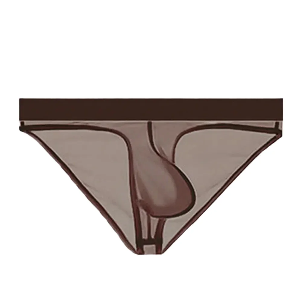 Men's Ice Silk Triangle Briefs U-Pouch Ultra-thin Transparent Sexy Underwear