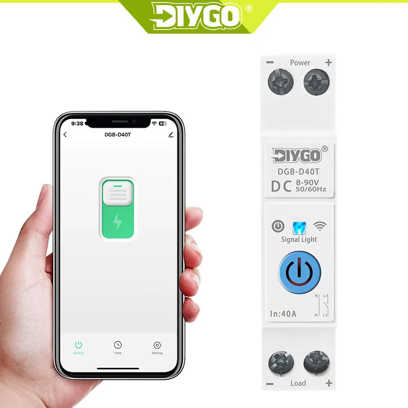 DIY GO TUYA WIFI Smart Circuit Breaker DC 1P 40A MCB DIN Rail for Smart Home wireless Remote Control Switch by APP