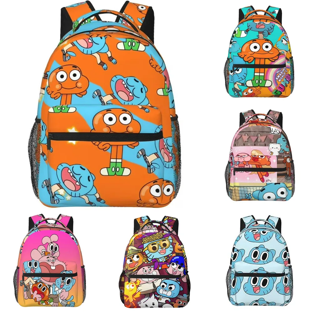 Cartoon Gumballed Backpack School Bag Lightweight Kids Student Bookbag Printed ShoulderBag Boys Girls Primary Middle School Gift