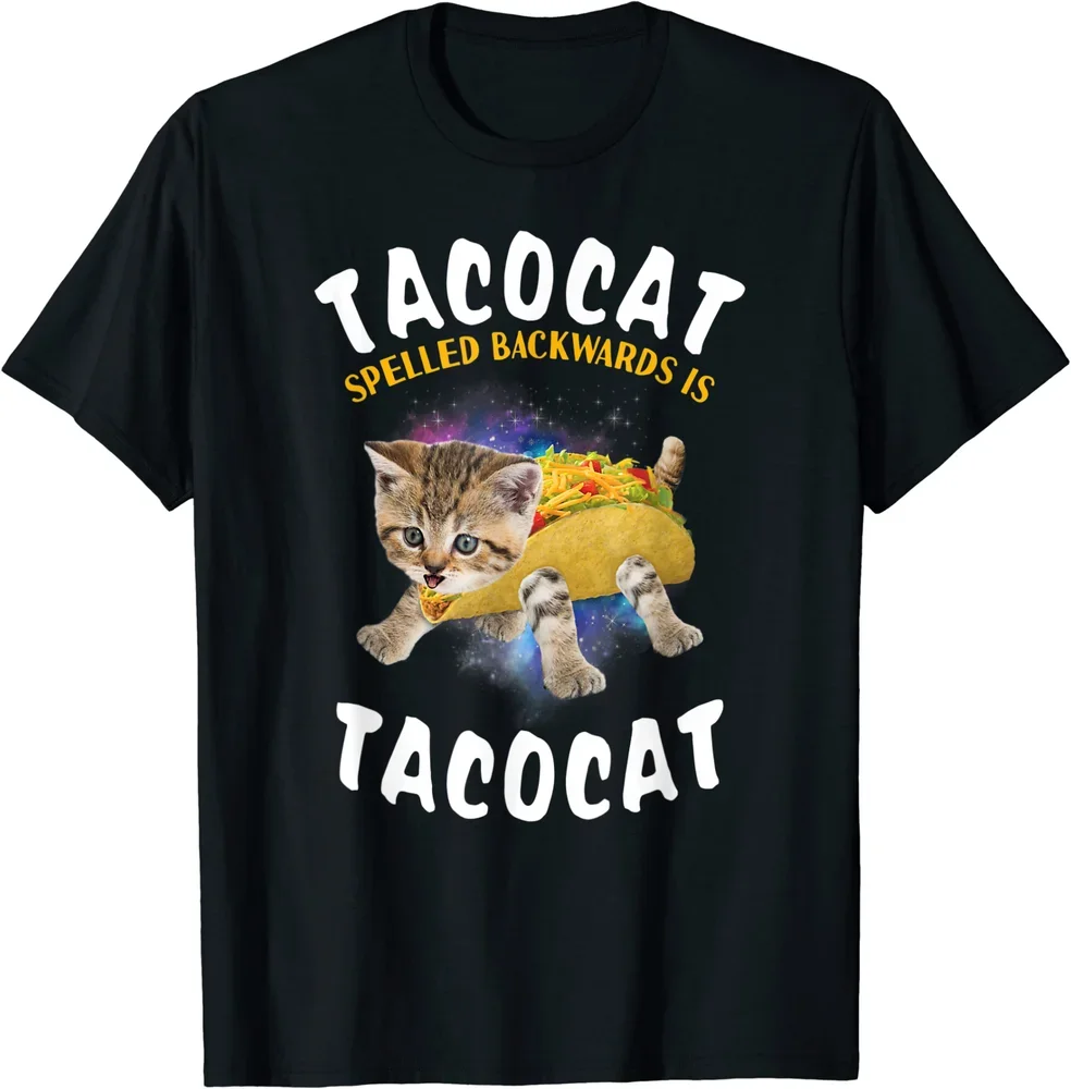 Tacocat Spelled Backward Is Tacocat Cats and Taco Lovers T-Shirt 100% Cotton O-Neck Short Sleeve Casual Mens T-shirt Size S-3XL