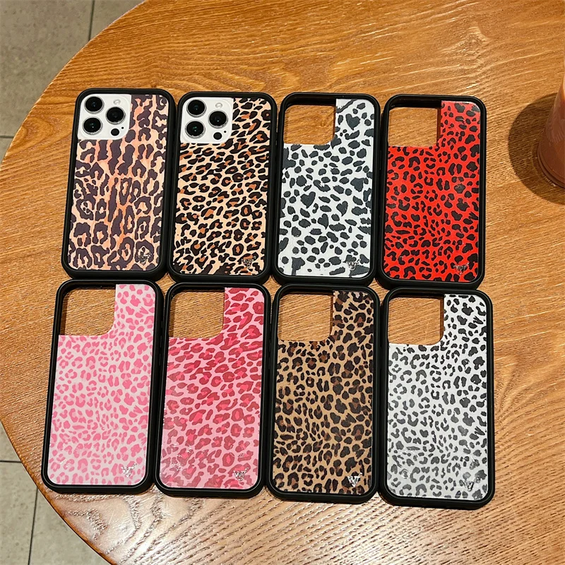 حافظة لهاتف آيفون 17 16 15 14 13 12 Pro Max Plus wf وردي ليوبارد أحمر فتاة غطاء خلفي مقاوم للصدمات