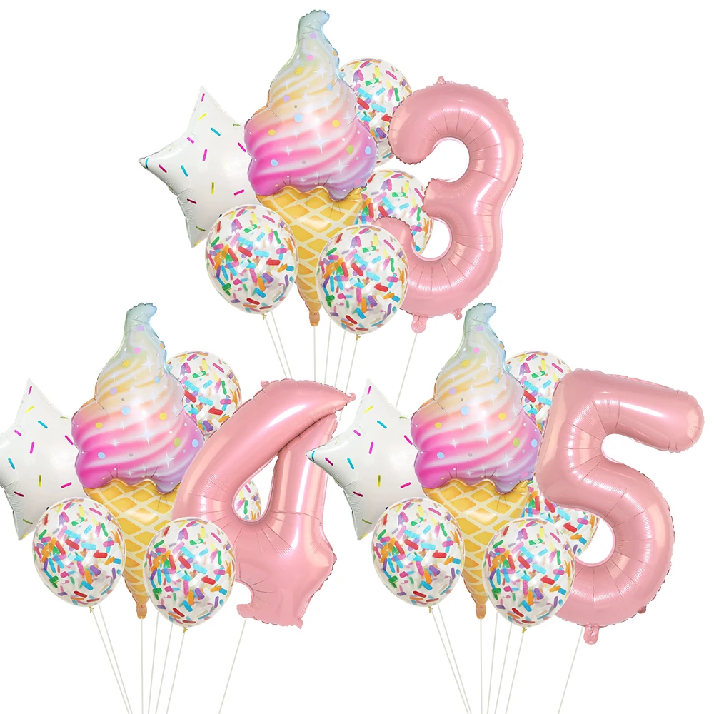 8 teile/satz Donut Eis Folie Ballon Papier Konfetti Ballons für Baby Dusche Mädchen Donut Alles Gute Zum Geburtstag DIY Party Dekorationen